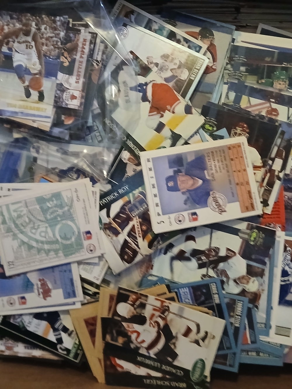 Assorted Hockey and Sports Trading Cards - Blue White Accents